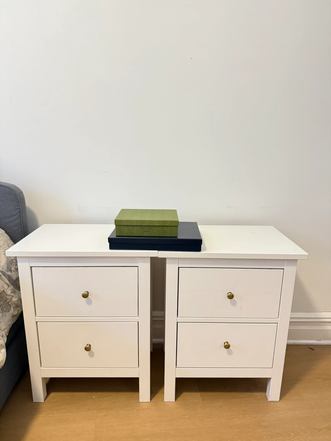 White 2-Drawer Nightstand Set