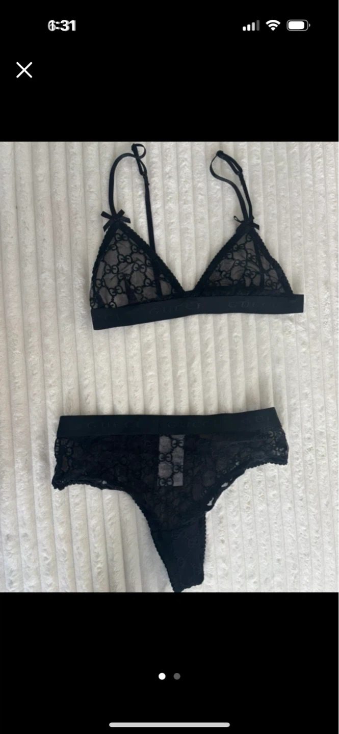 Black Gucci Lace Bra and Panty Set NEW