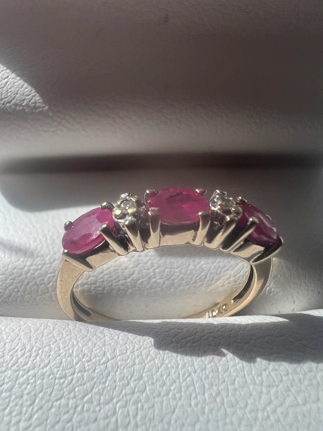 10 k Gold Ring with Rubies and Diamonds