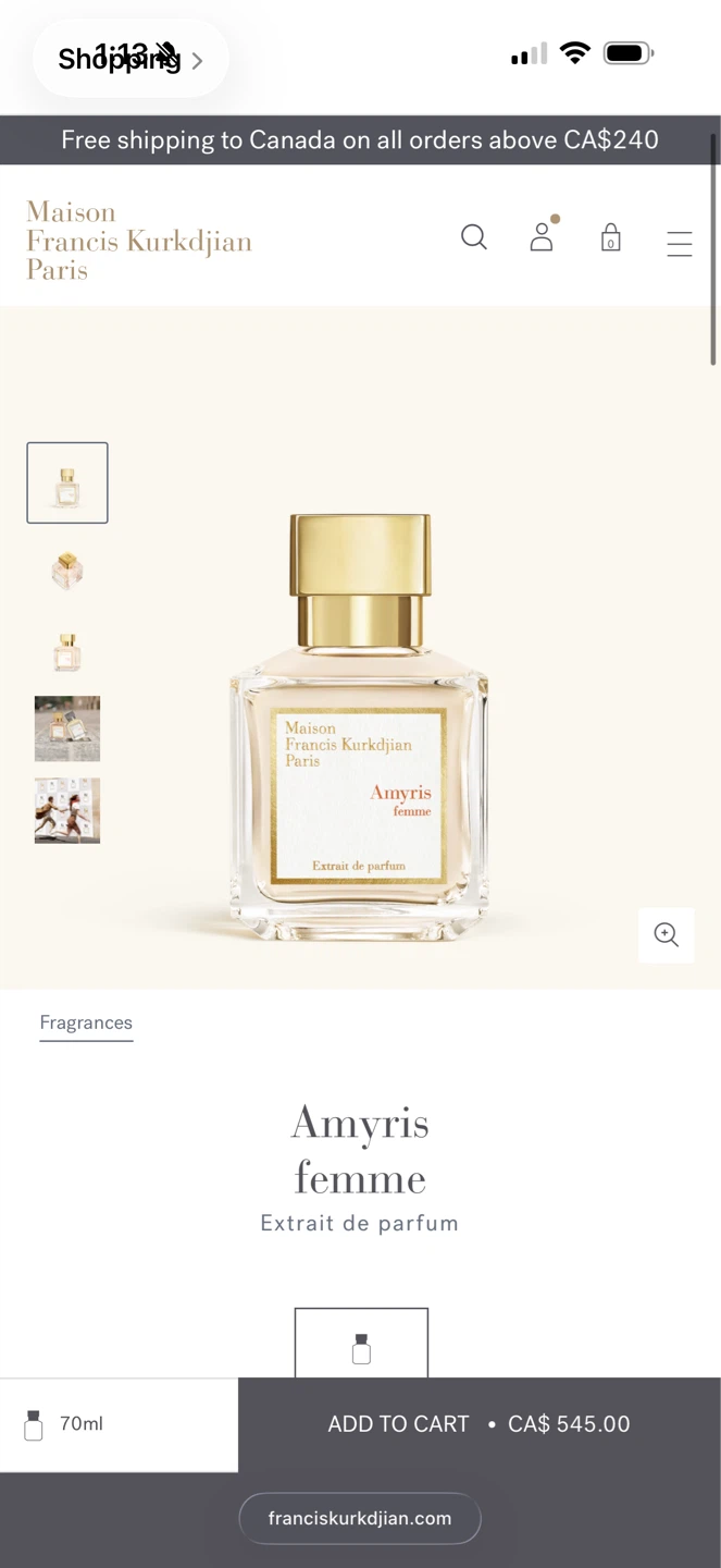 Maison Francis Kurkdjian Amyris Femme Extrait de Parfum 70ml