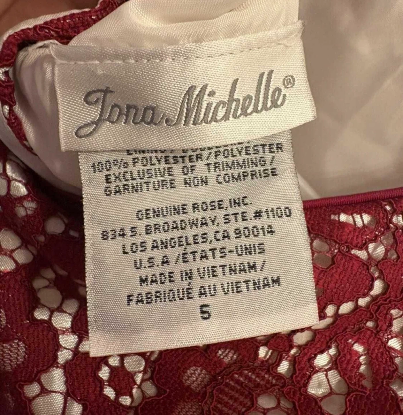 CHILD SIZE 5- ‘Jona Michelle’ Red Lace Dress - photo 4