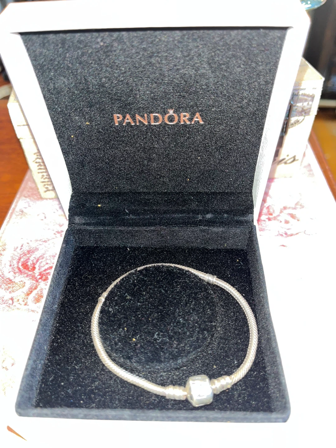 Pandora Sterling Silver Snake Chain Charm Bracelet 7"