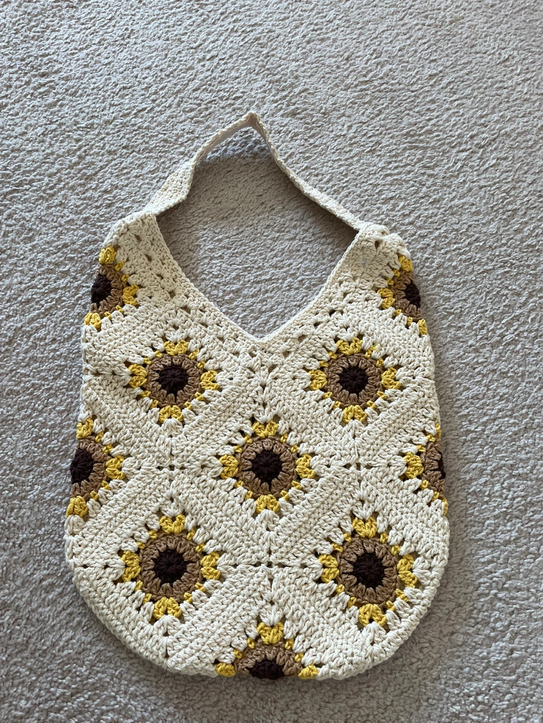 Crocheted Sunflower Tote Bag
