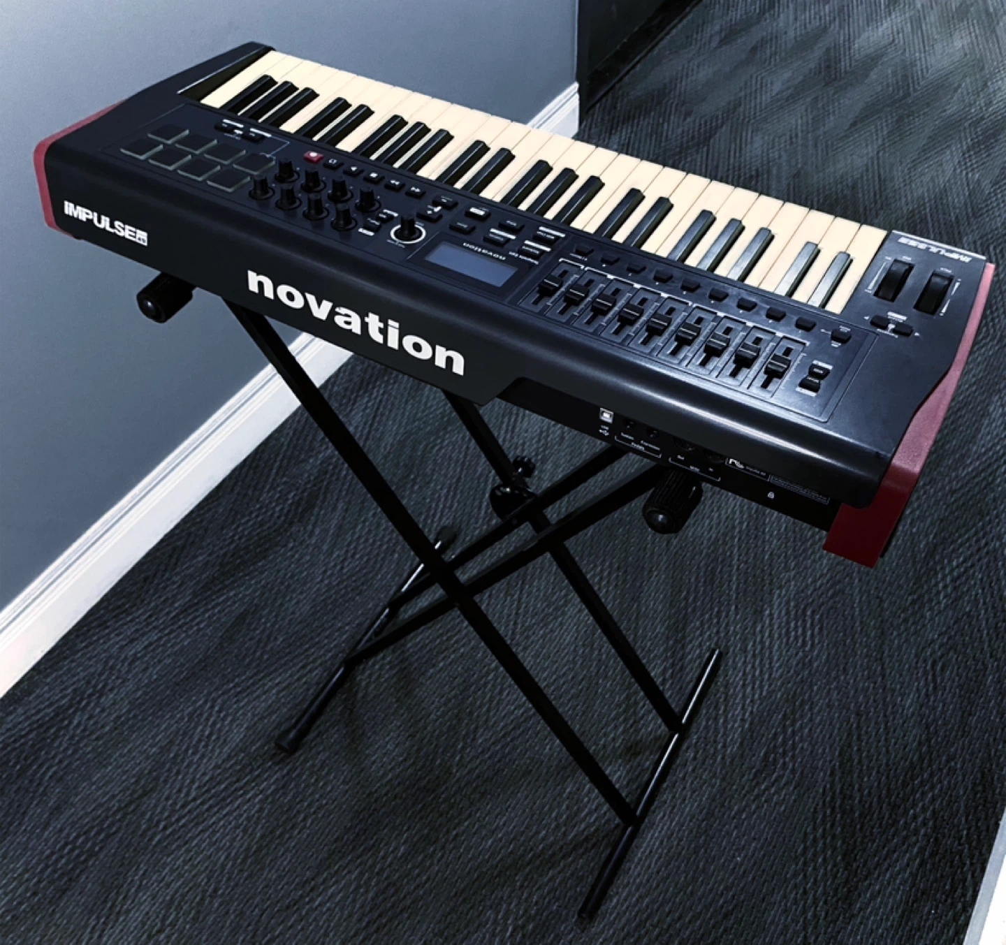 Novation Impulse 49 with Yorkville Dual-X Keyboard Stand