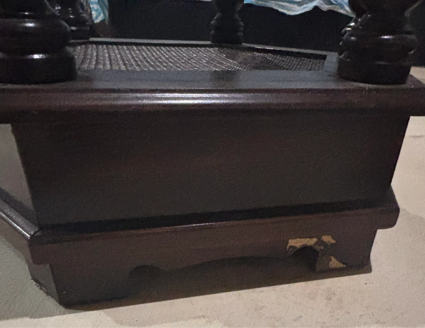 Pair of Hexagonal Dark Wood End Tables with Glass Top - photo 3
