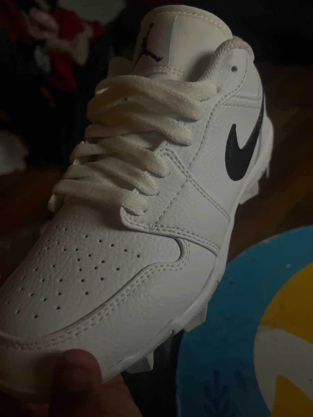 Nike Air Jordan 1 Mid Football Cleats White/Black - photo 4