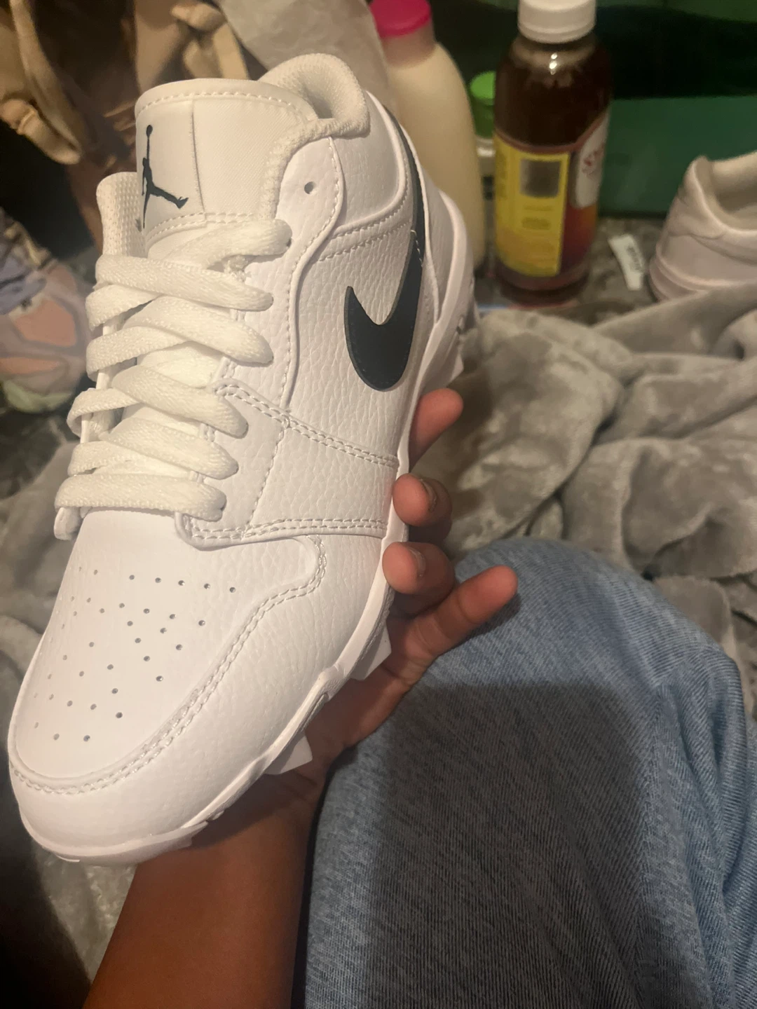 Nike Air Jordan 1 Mid Football Cleats White/Black - photo 5