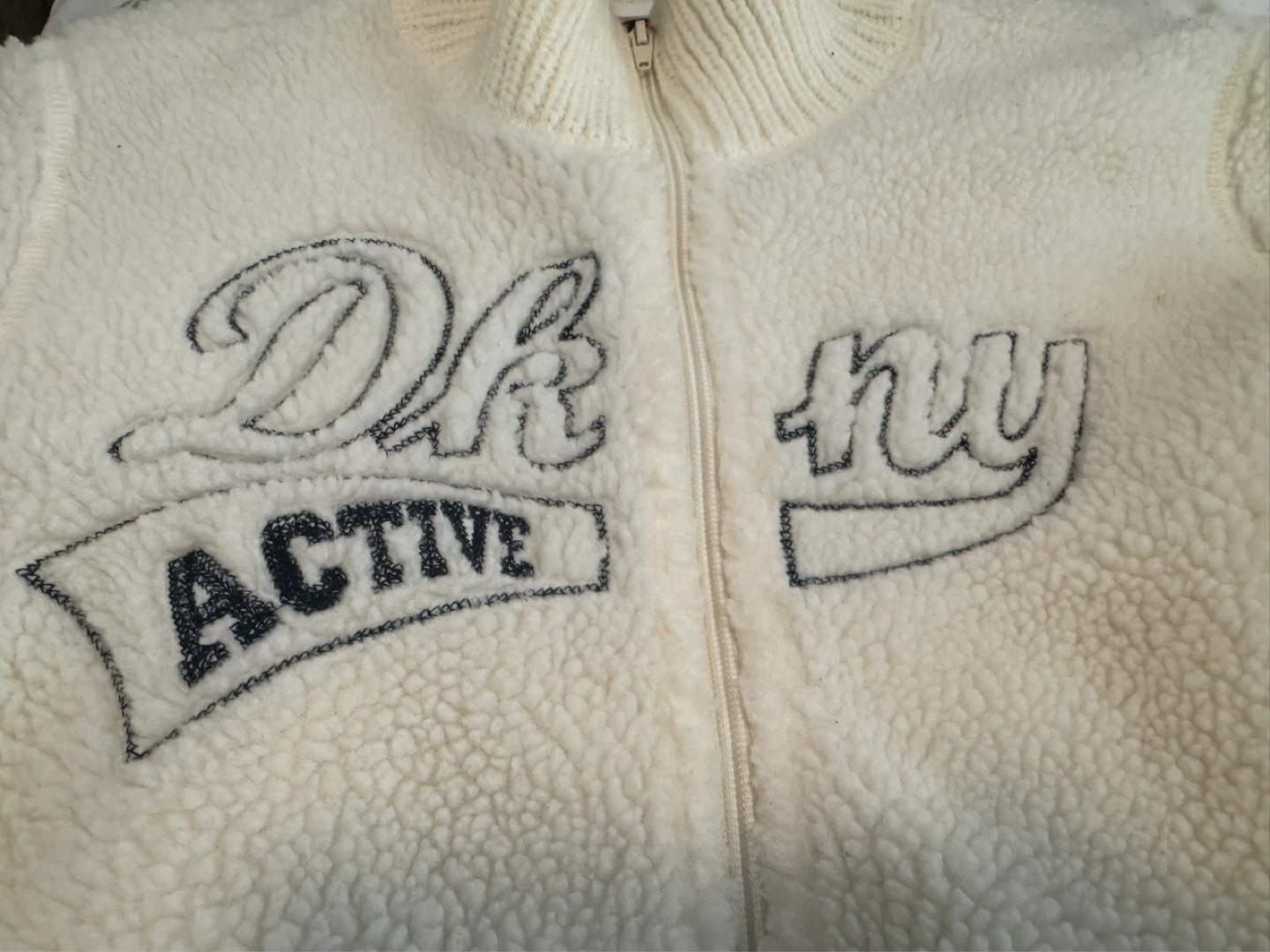 DKNY Active Cream Fleece Full Zip Jacket - photo 2