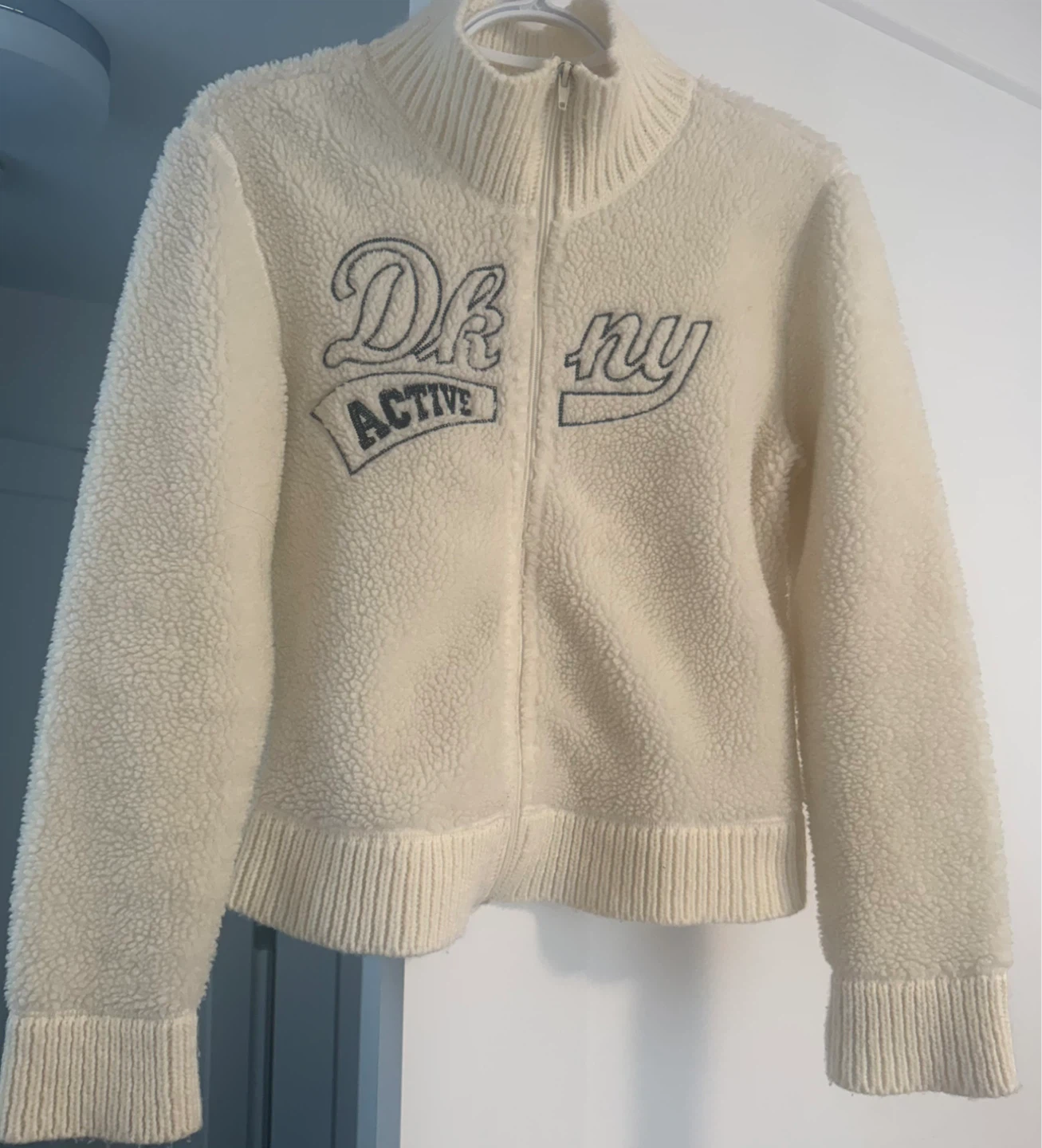 DKNY Active Cream Fleece Full Zip Jacket