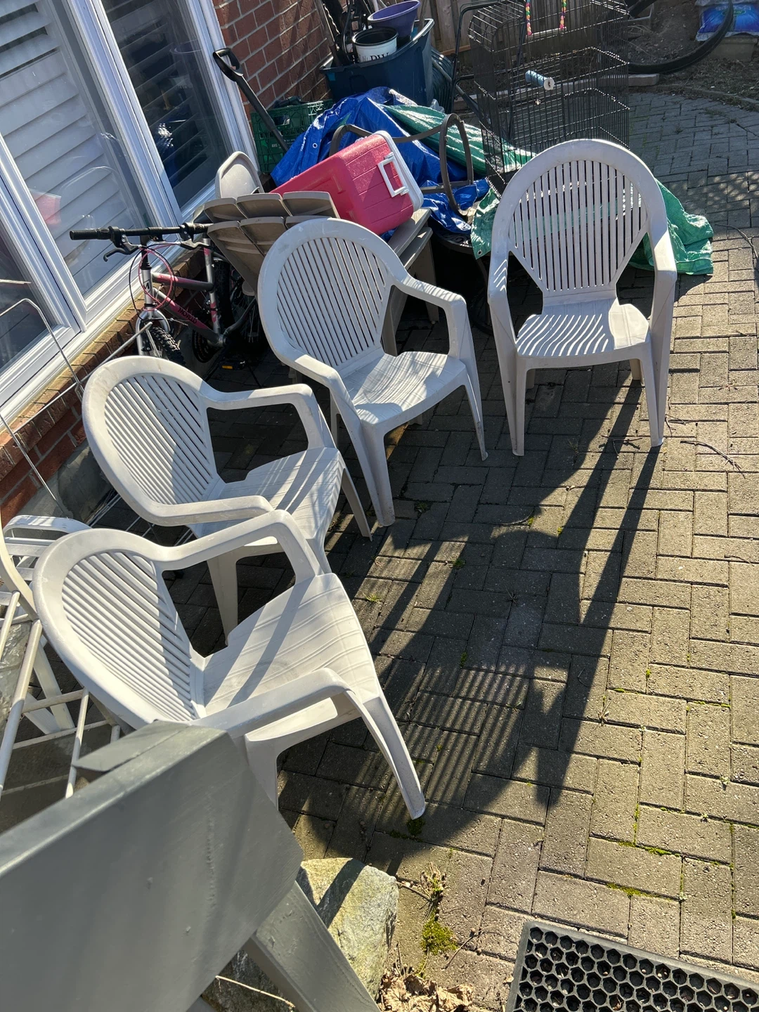 White Plastic Outdoor Chairs - Set of 4