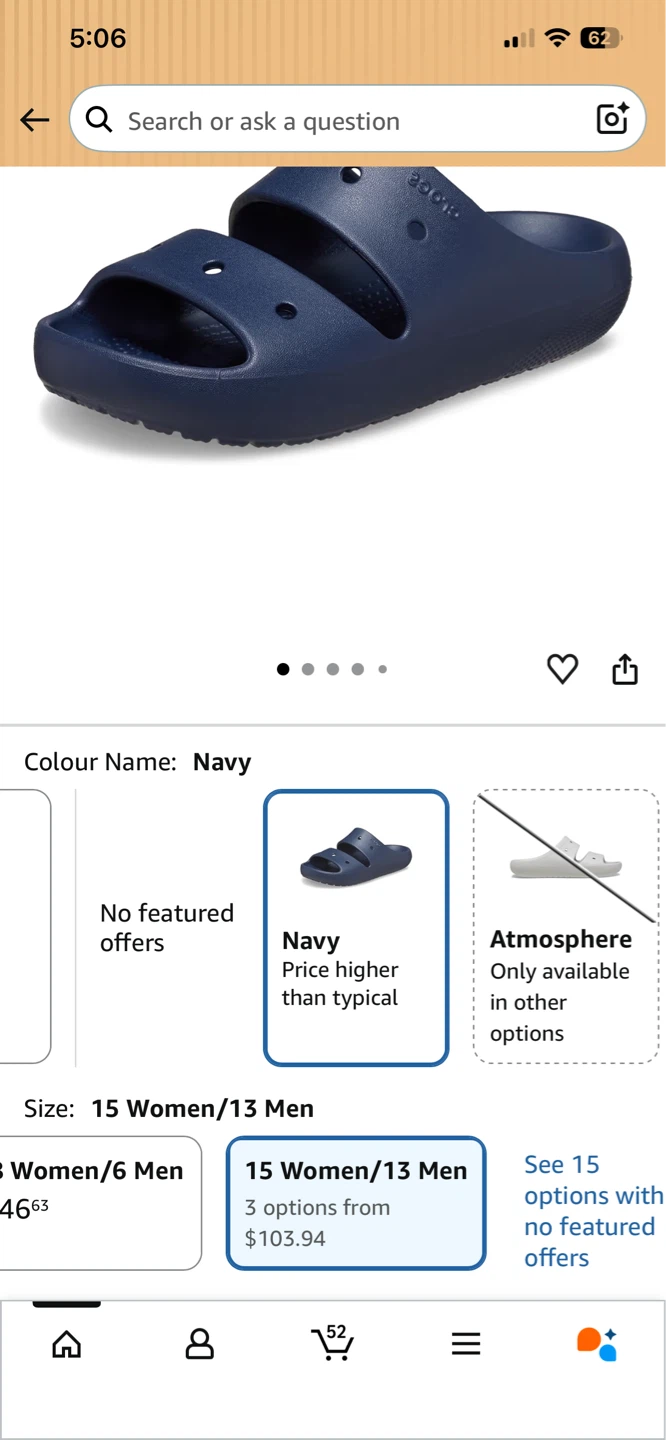 Crocs Classic Sandal v2 Navy Size M13 Men / W15 Women