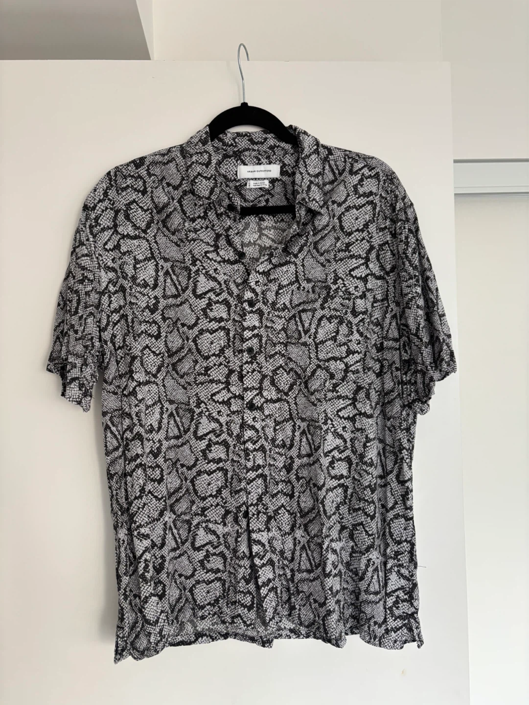 Urban Outfitters Snake Print Short Sleeve Button-Up Shirt