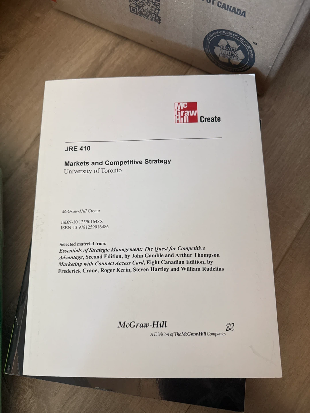 Markets and Competitive Strategy Textbook - JRE 410