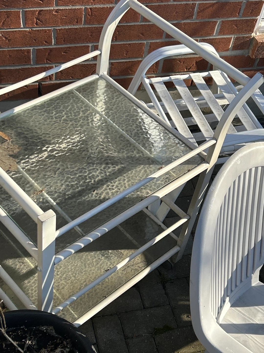 White Rolling Bar Cart with Glass Shelves - photo 2