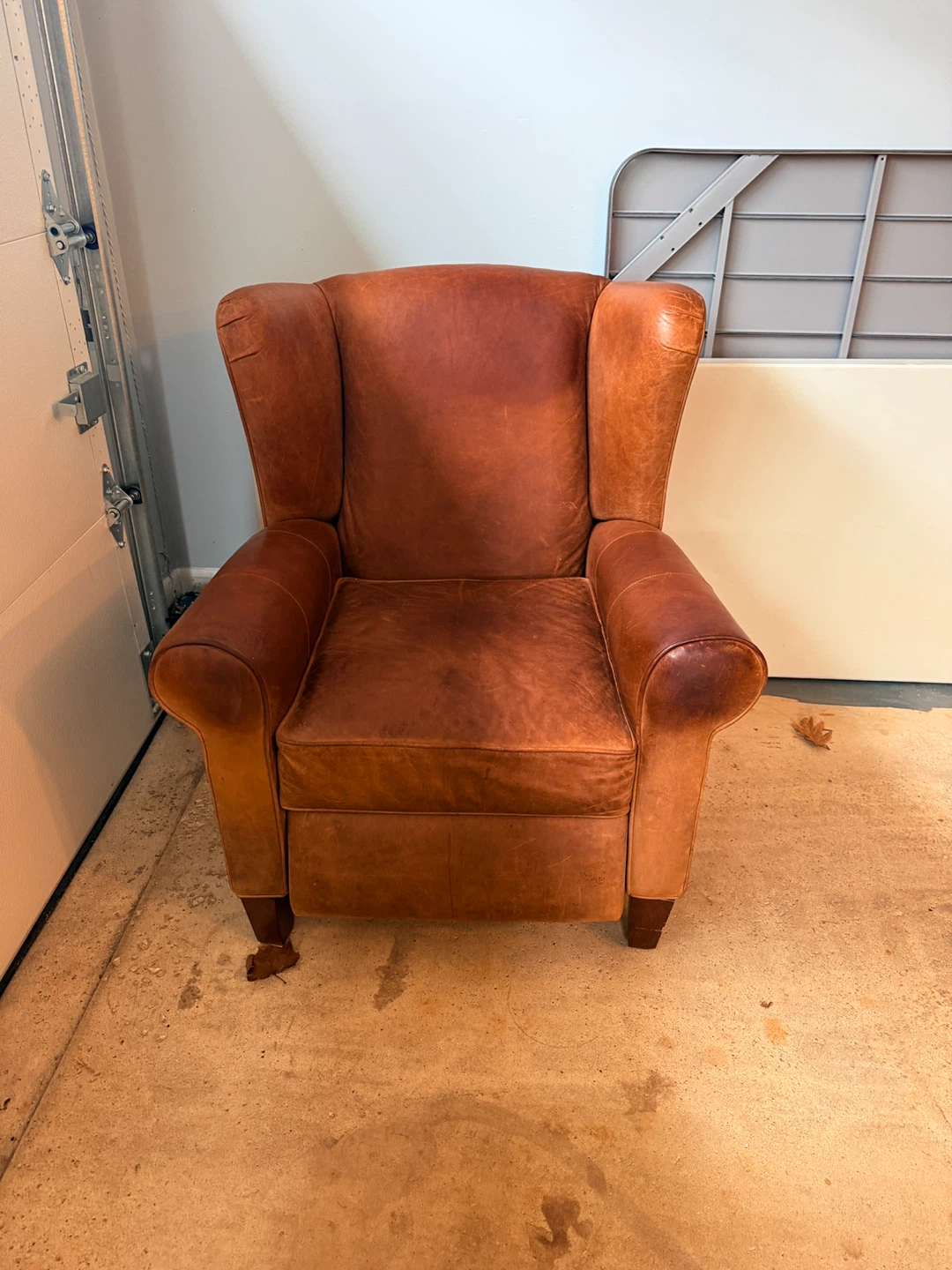 Brown Leather Wingback Recliner Chair