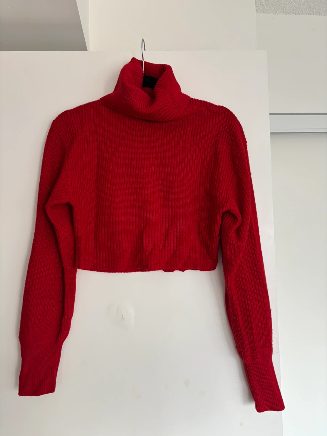 Aritzia Red Cropped Turtleneck Sweater