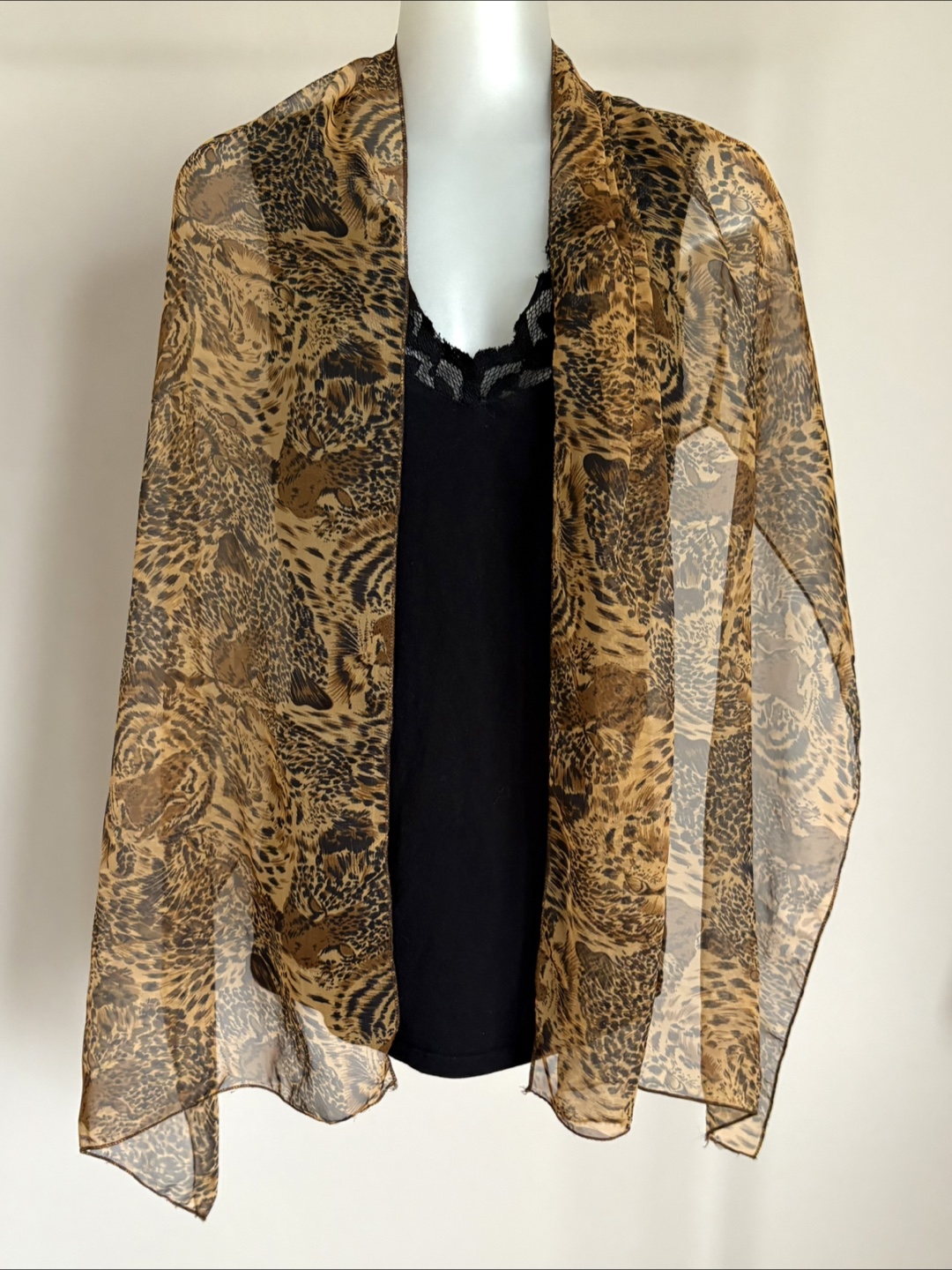 Sheer Leopard Print Scarf/Wrap