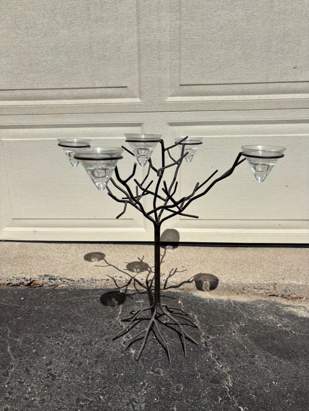 Tree Branch Candle Holder with 5 Glass Cups
