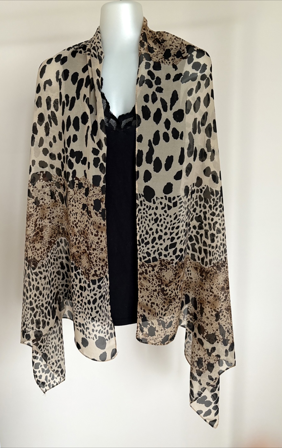 Leopard Print Sheer Long Scarf
