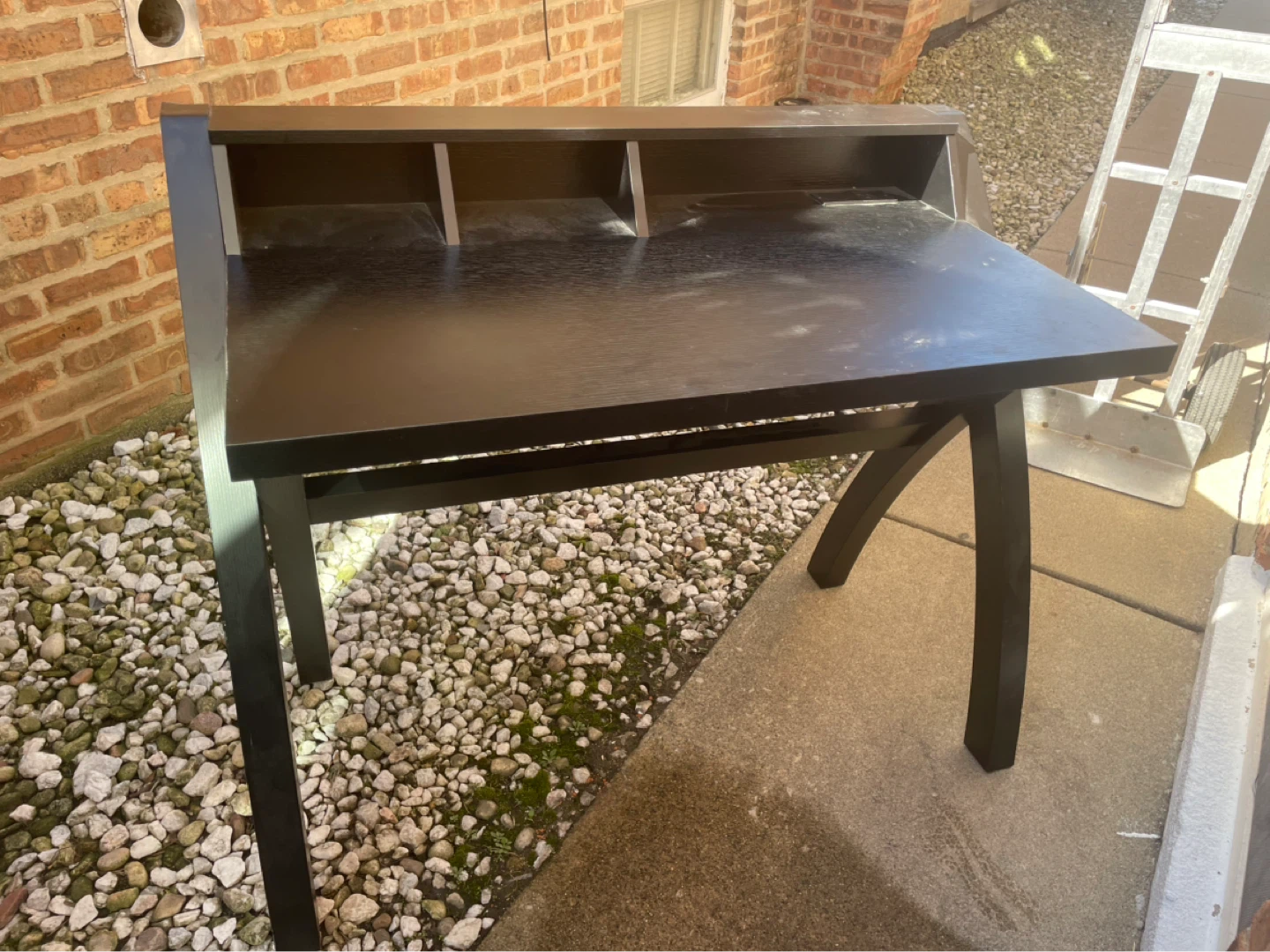 Black Writing Desk with Built-in Outlet and USB Ports