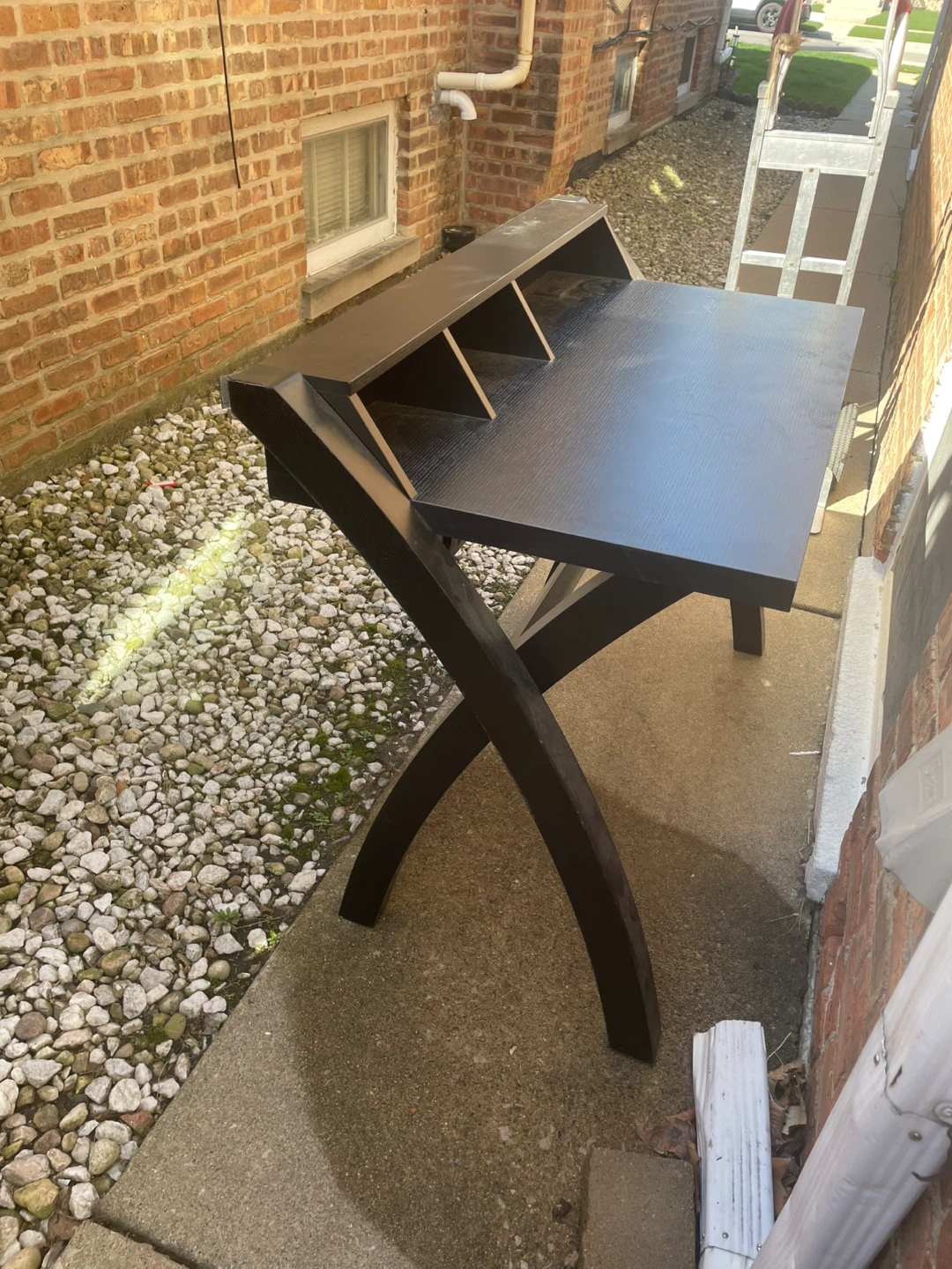 Black Writing Desk with Built-in Outlet and USB Ports - photo 3