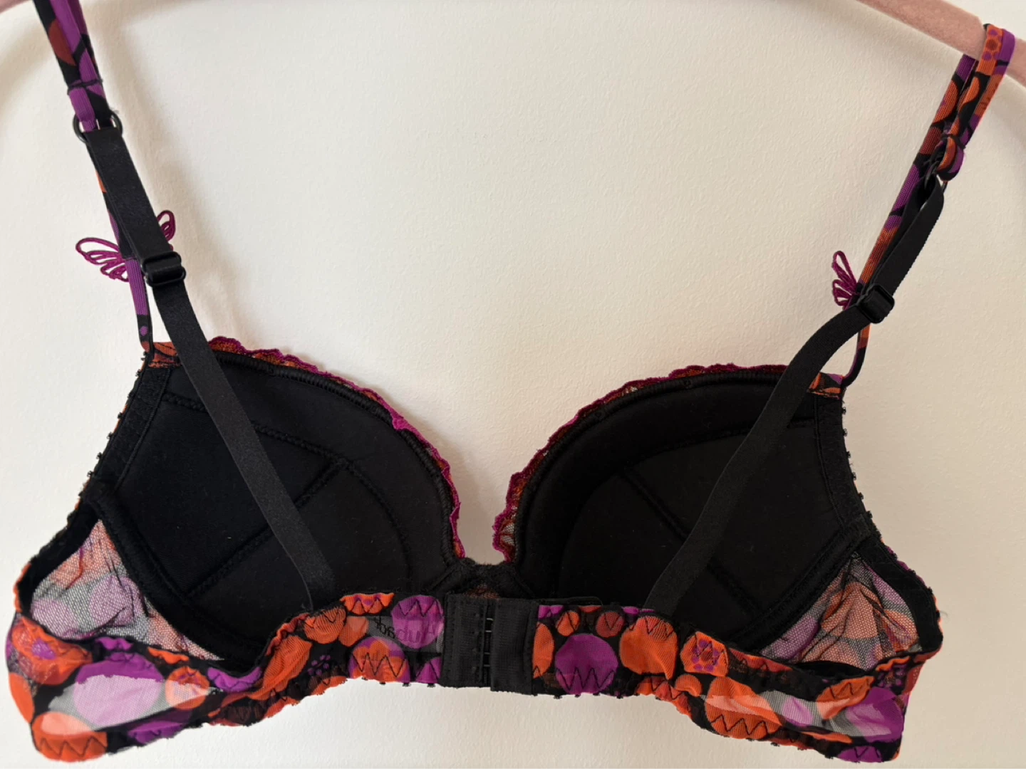 Aubade Black Bra with Orange & Purple Floral Embroidery - photo 3