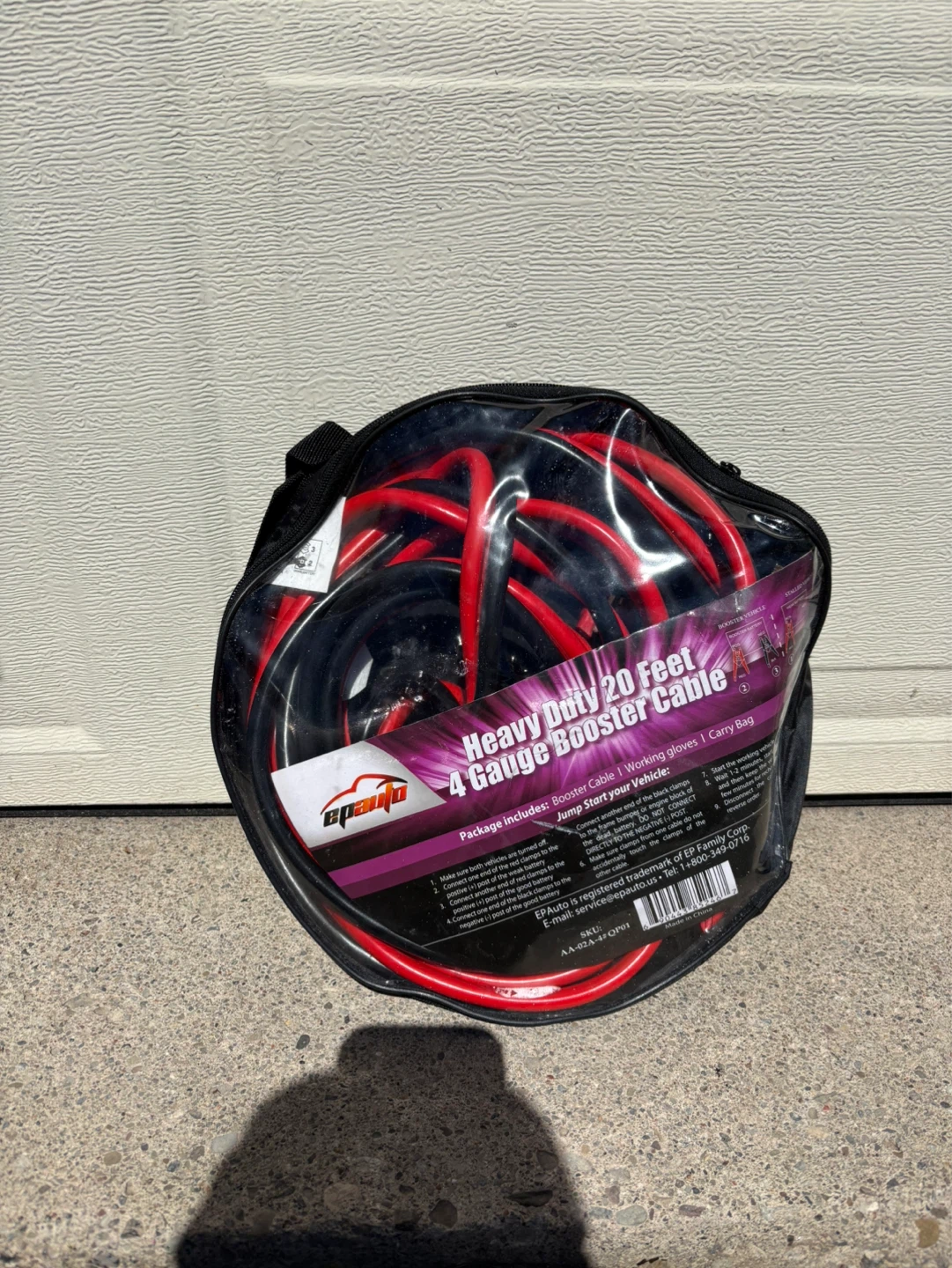 EPAuto Heavy Duty 20 ft 4 Gauge Booster Cable with Carry Bag