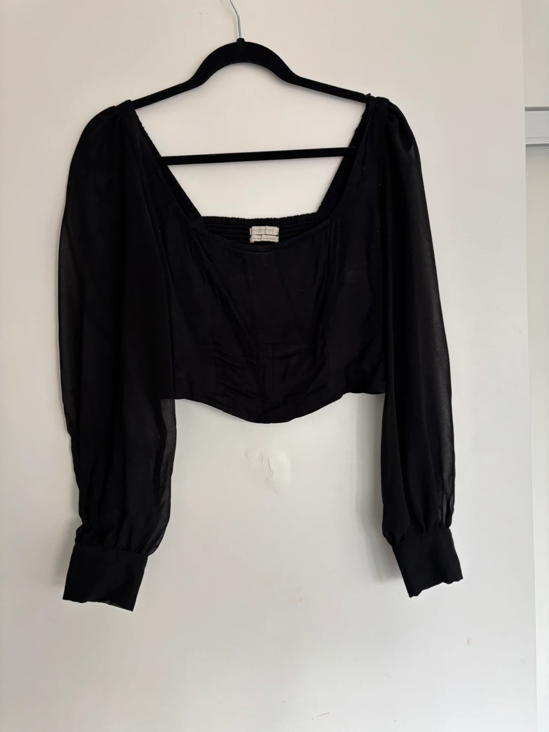 Urban outfitters black corset with sheer long sleeve