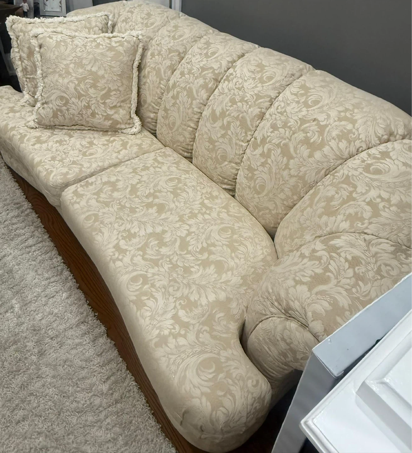 Cream Damask Accent Chair and Sofa Set - photo 3