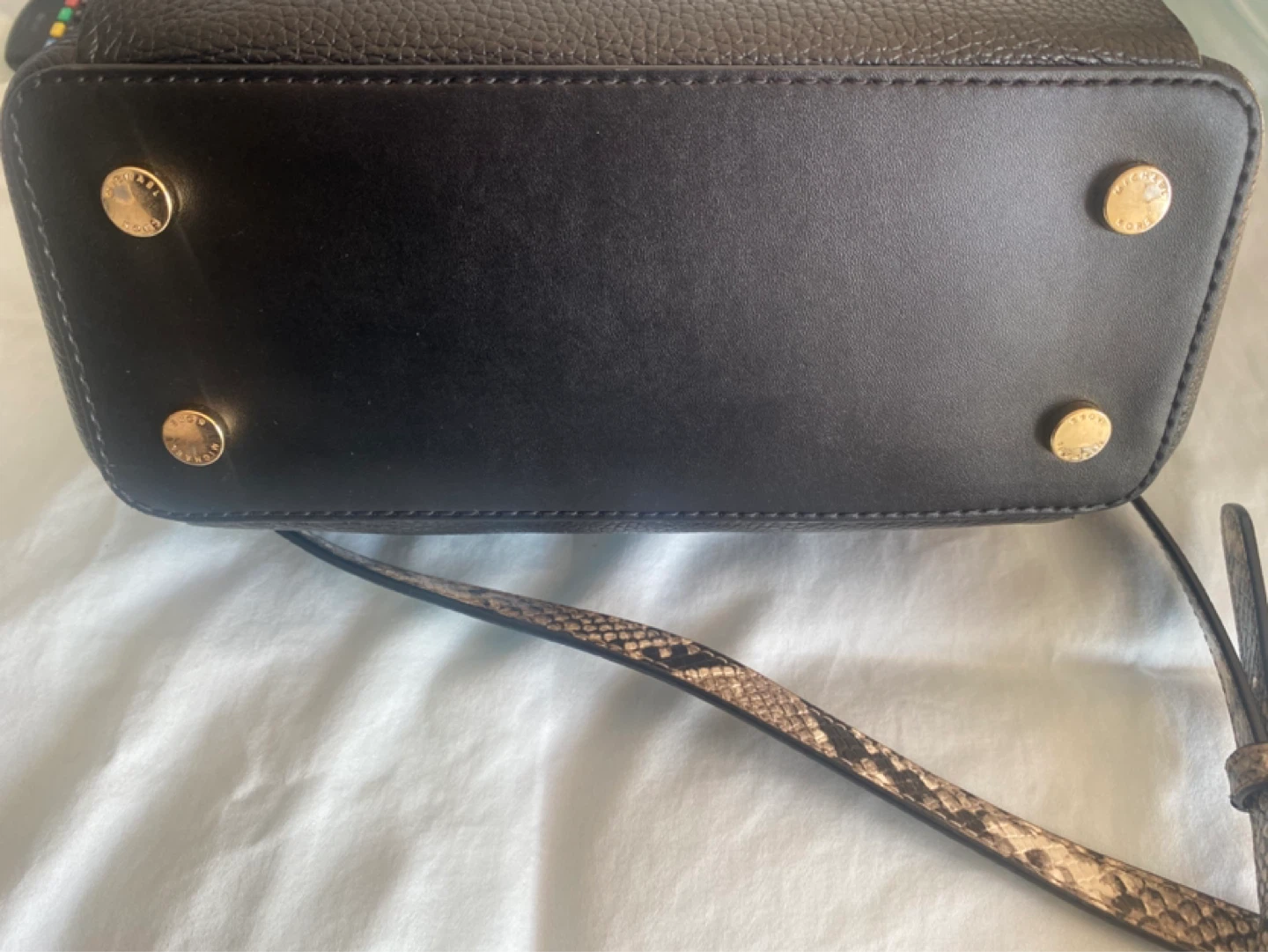 Michael Kors Black Leather Satchel Bag with Snake Detail - photo 2