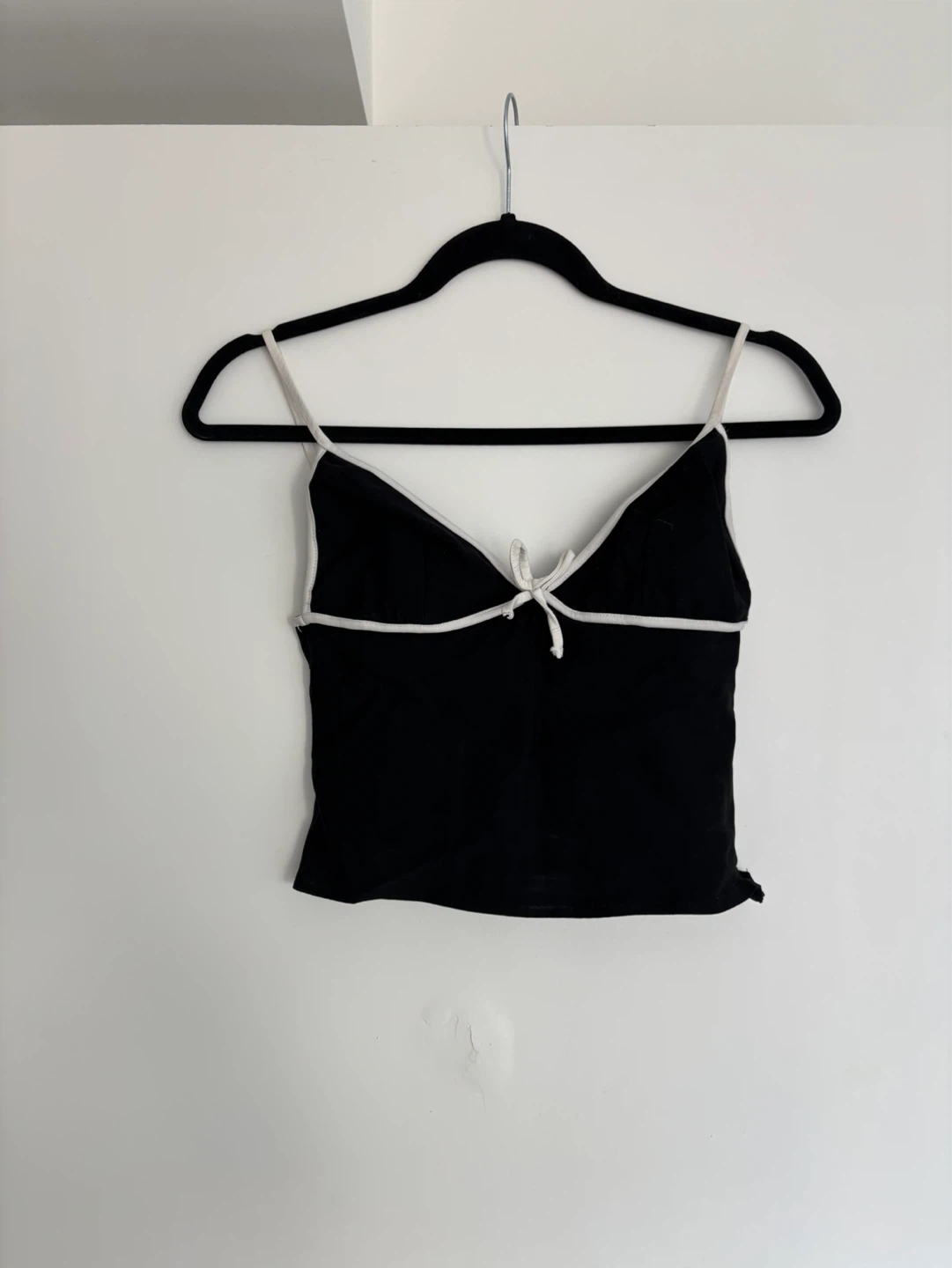 Black Camisole Top with White Trim