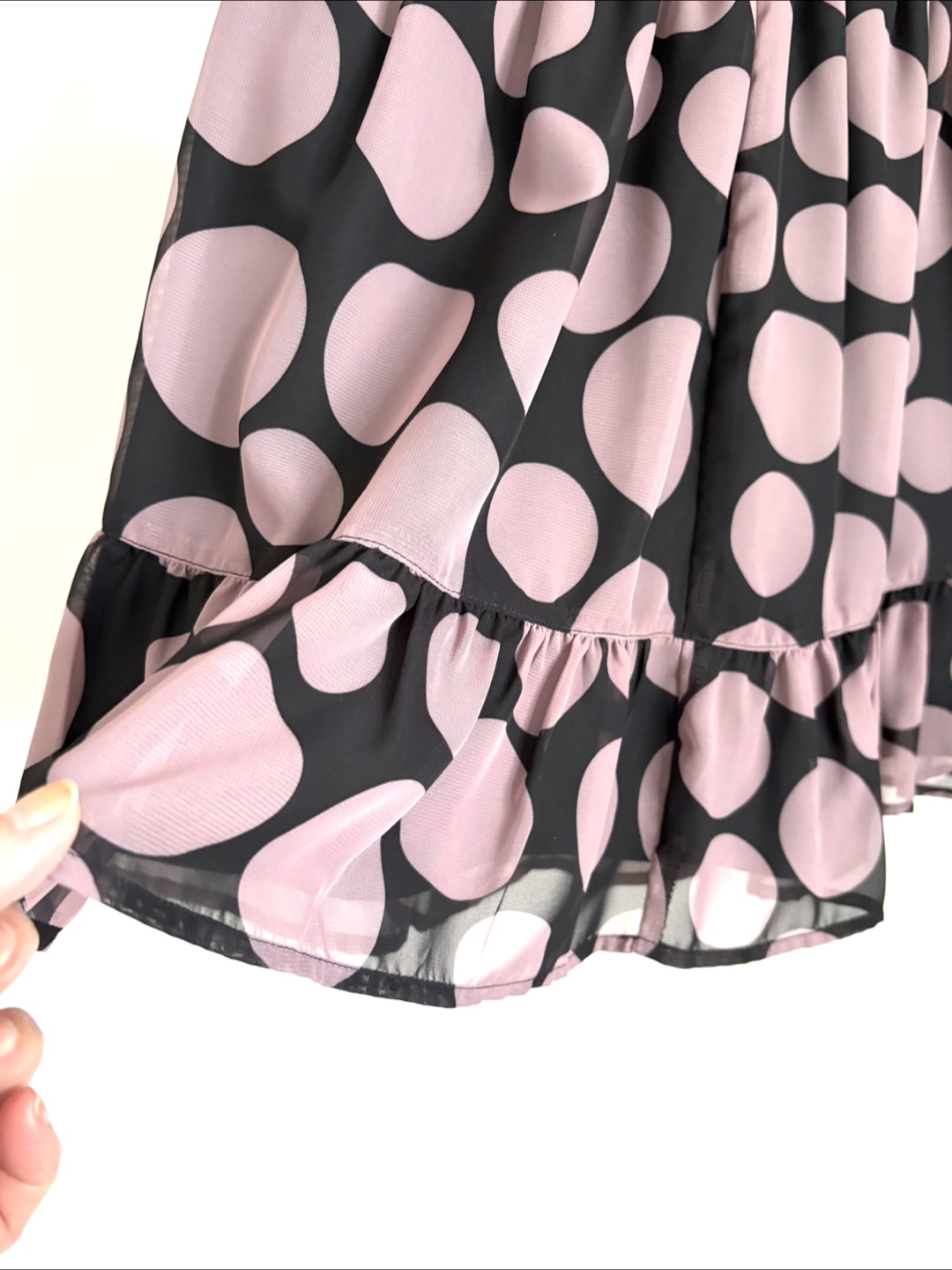 Precis Petite Black Pink Polka Dot Ruffle Skirt - photo 2