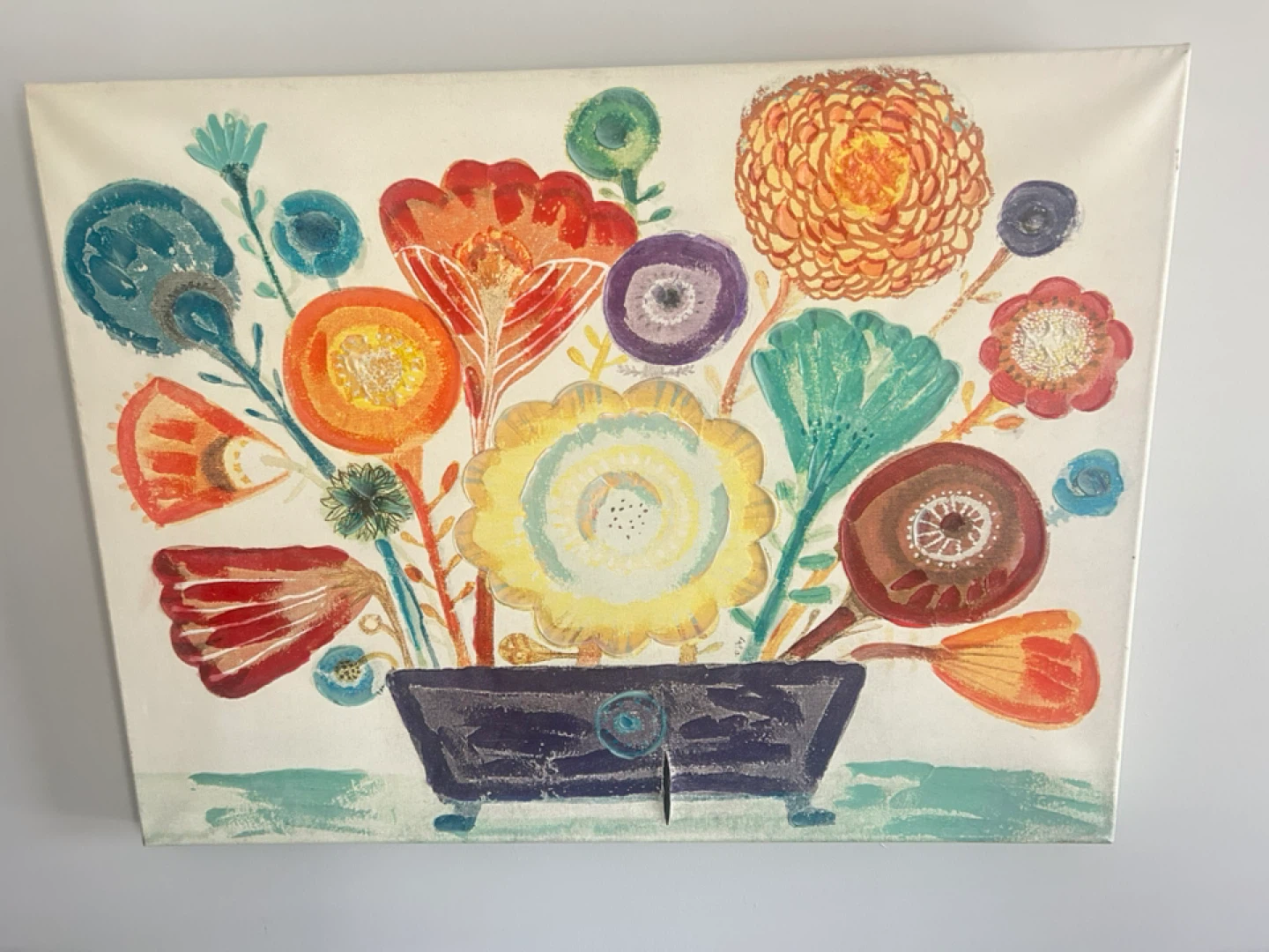 Canvas Print of Colorful Flowers in Vase