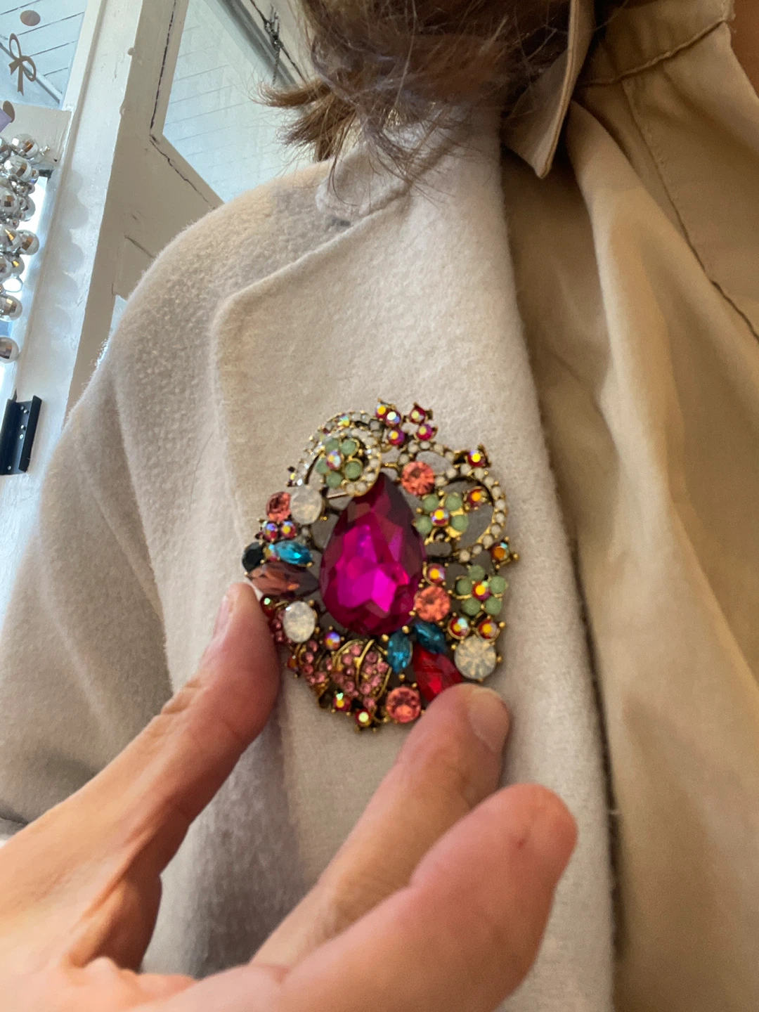 Vintage Style Multi-Color Crystal Brooch - photo 5