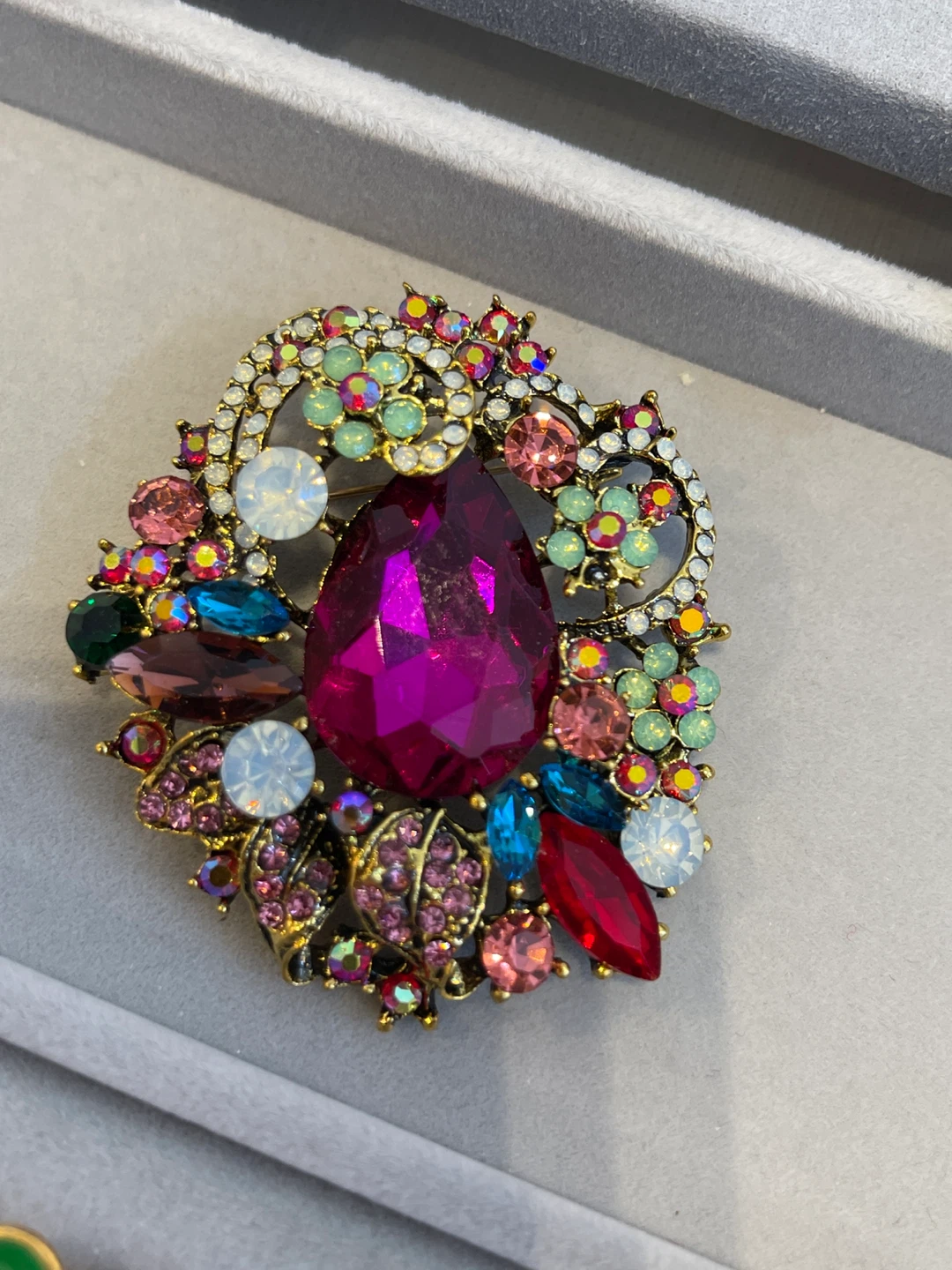 Vintage Style Multi-Color Crystal Brooch