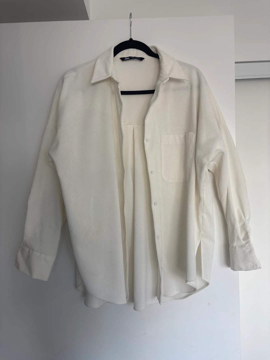 ZARA Cream Oversized Corduroy Shirt