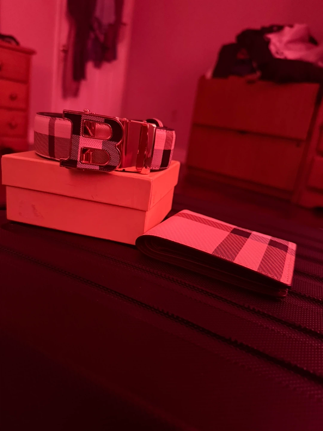 Burberry Nova Check Belt with 'B' Buckle