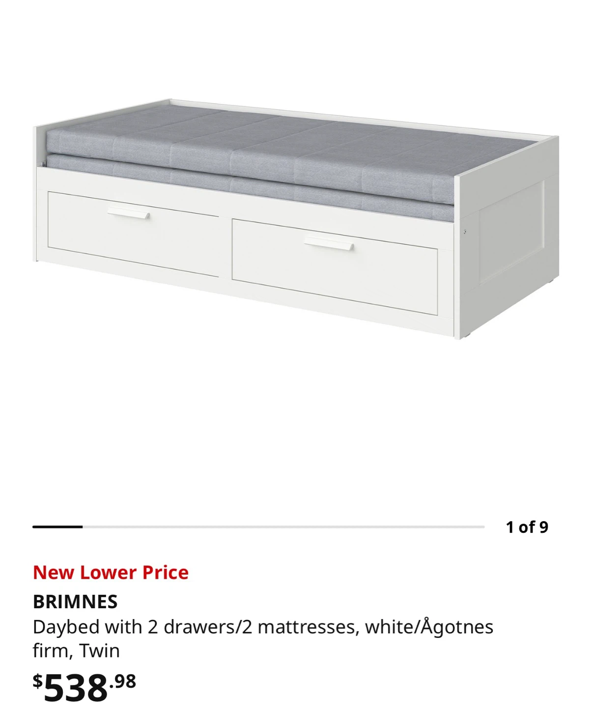 IKEA BRIMNES Daybed with 2 Drawers and 2 Mattresses