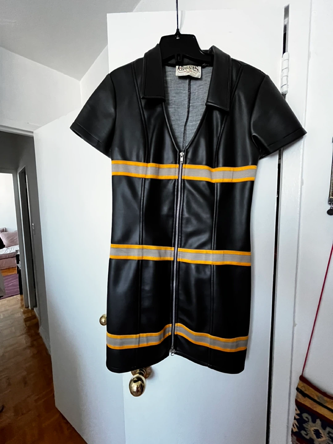Black man made leather mini Dress Size S - photo 5