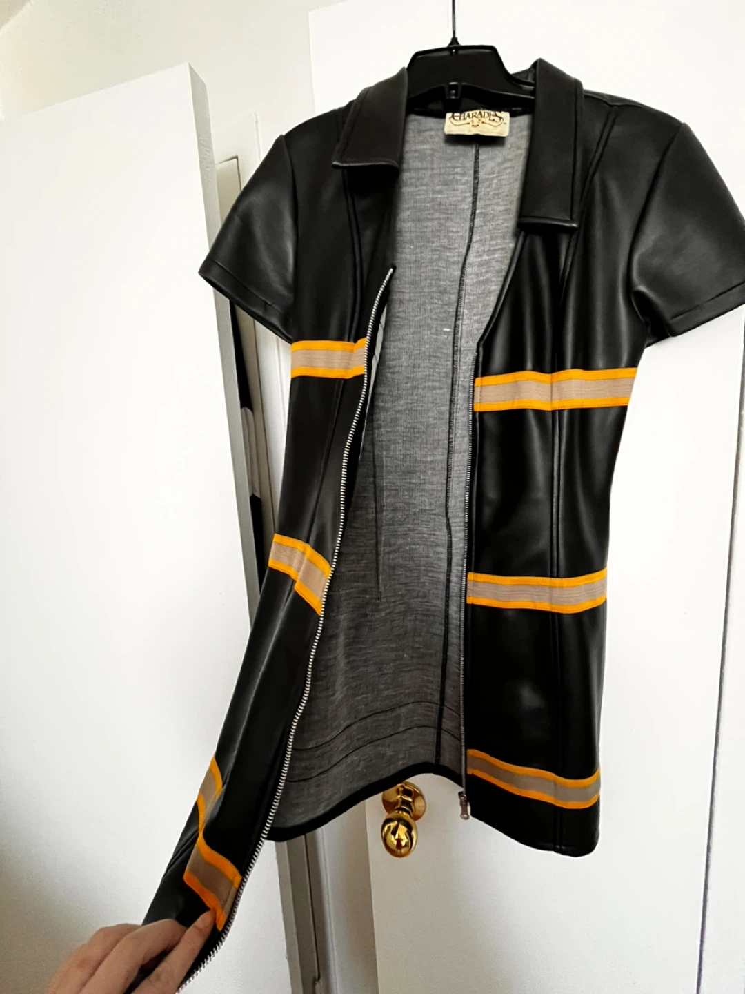 Black man made leather mini Dress Size S - photo 3