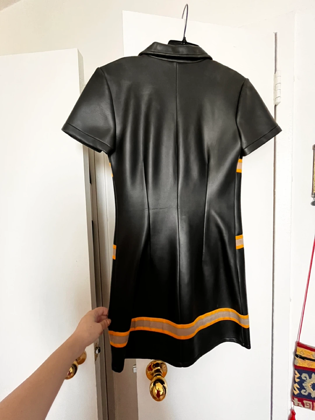 Black man made leather mini Dress Size S - photo 4