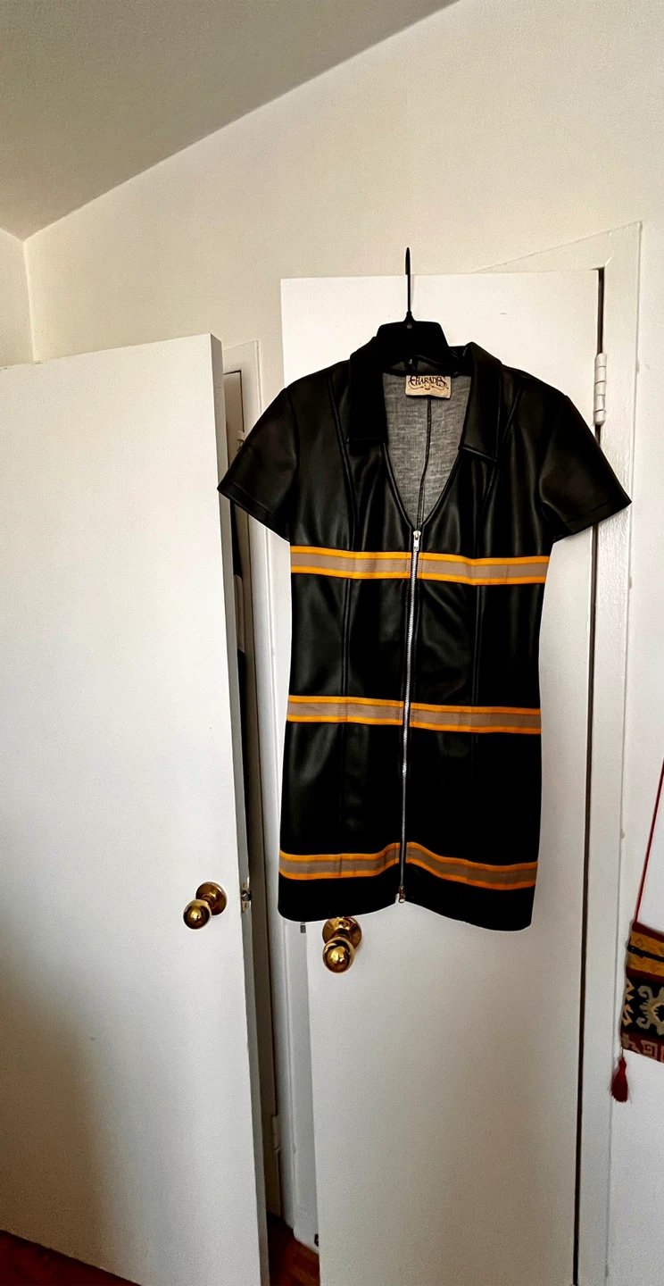 Black man made leather mini Dress Size S