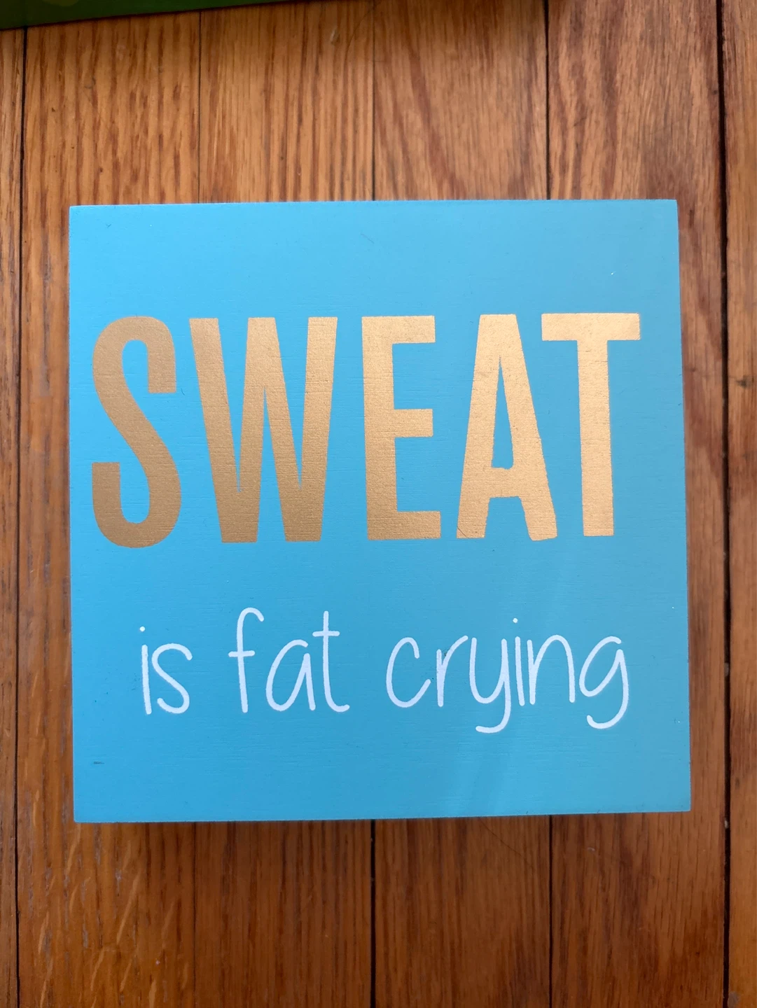 Sweat is Fat Crying Wood Sign