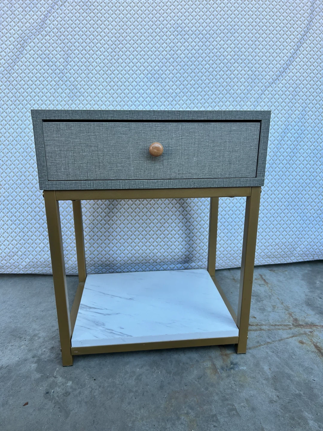 2 Grey Nightstand Tables, with a Marble Bottom Shelf - photo 2
