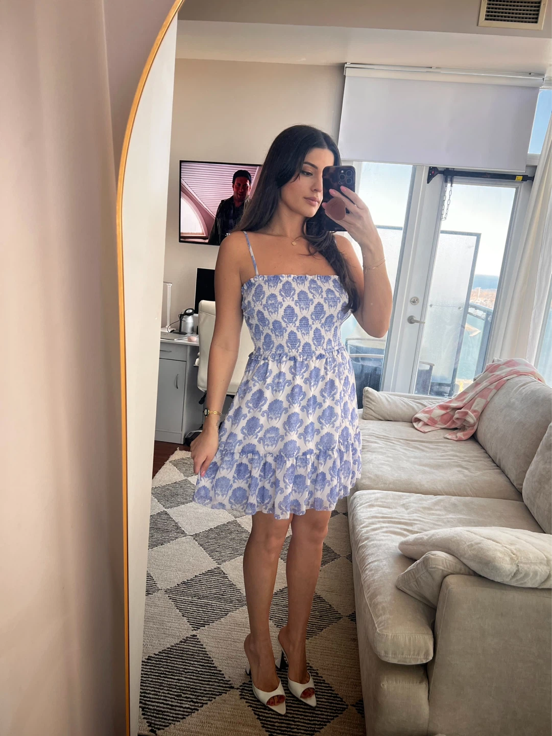 Wilfred Blue and White Floral Print Sundress