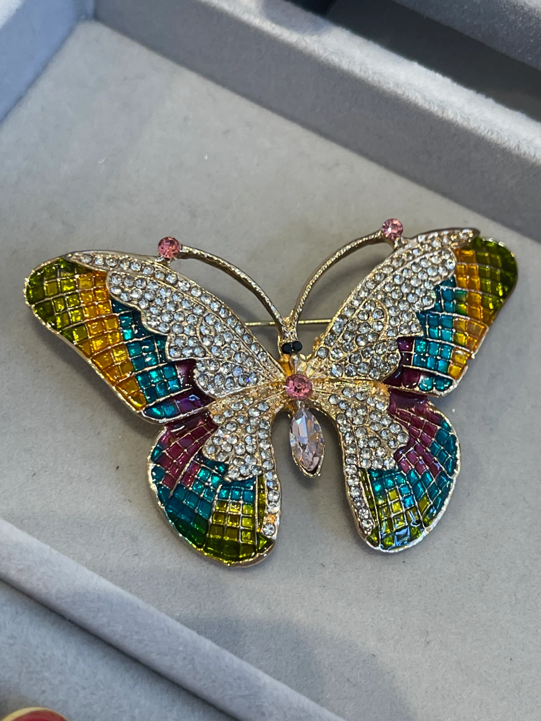 Sparkly Rainbow Butterfly Brooch Pin