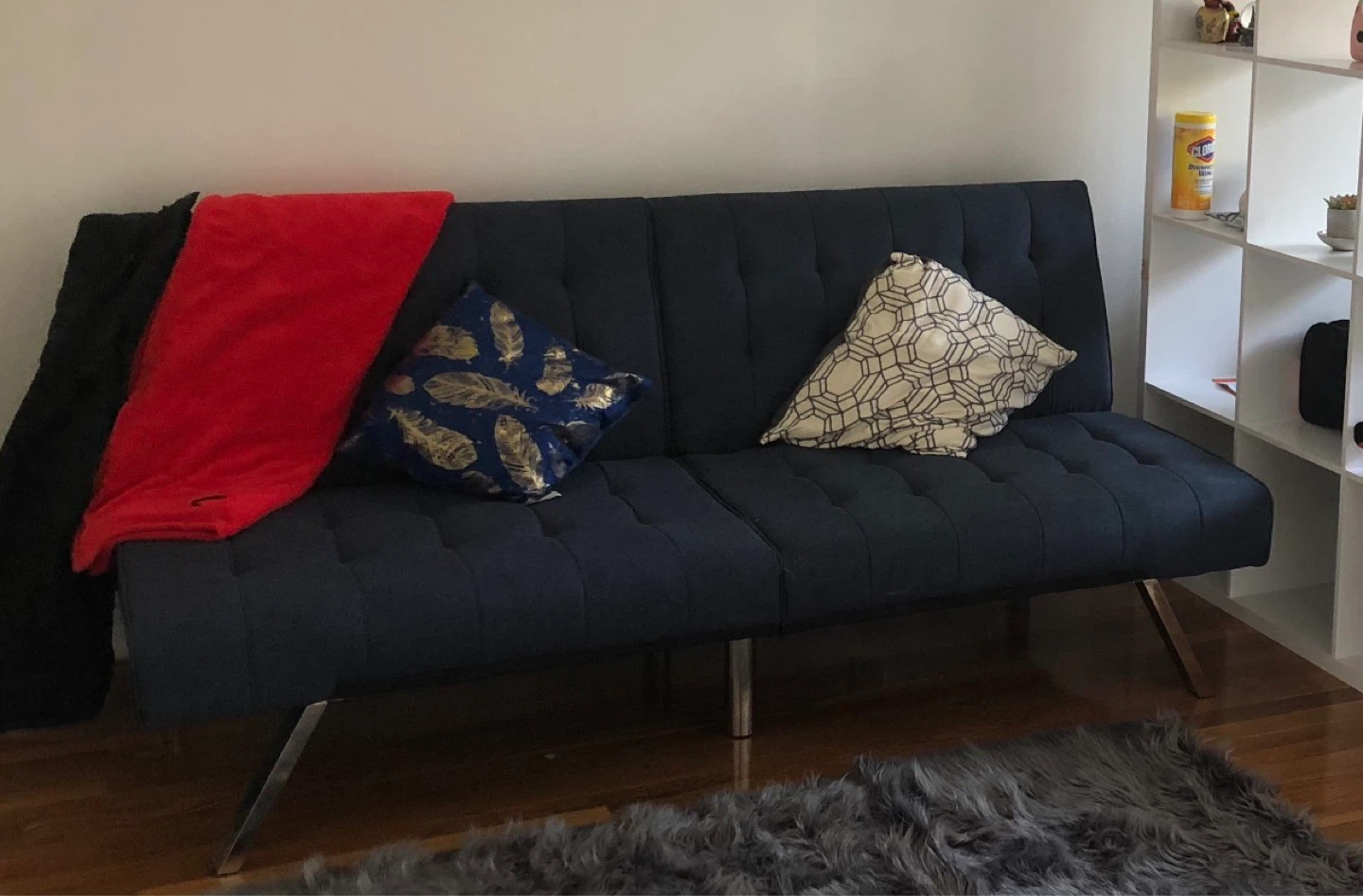 Dark Blue Loveseat Sofa Bed - photo 2