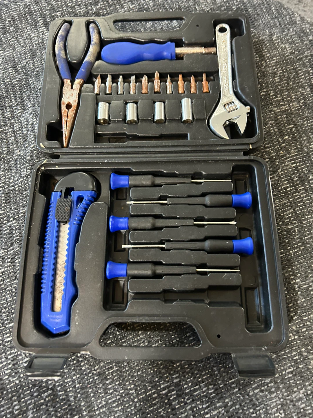 Tool Set with Screwdriver, Pliers, Wrench, and Utility Knife