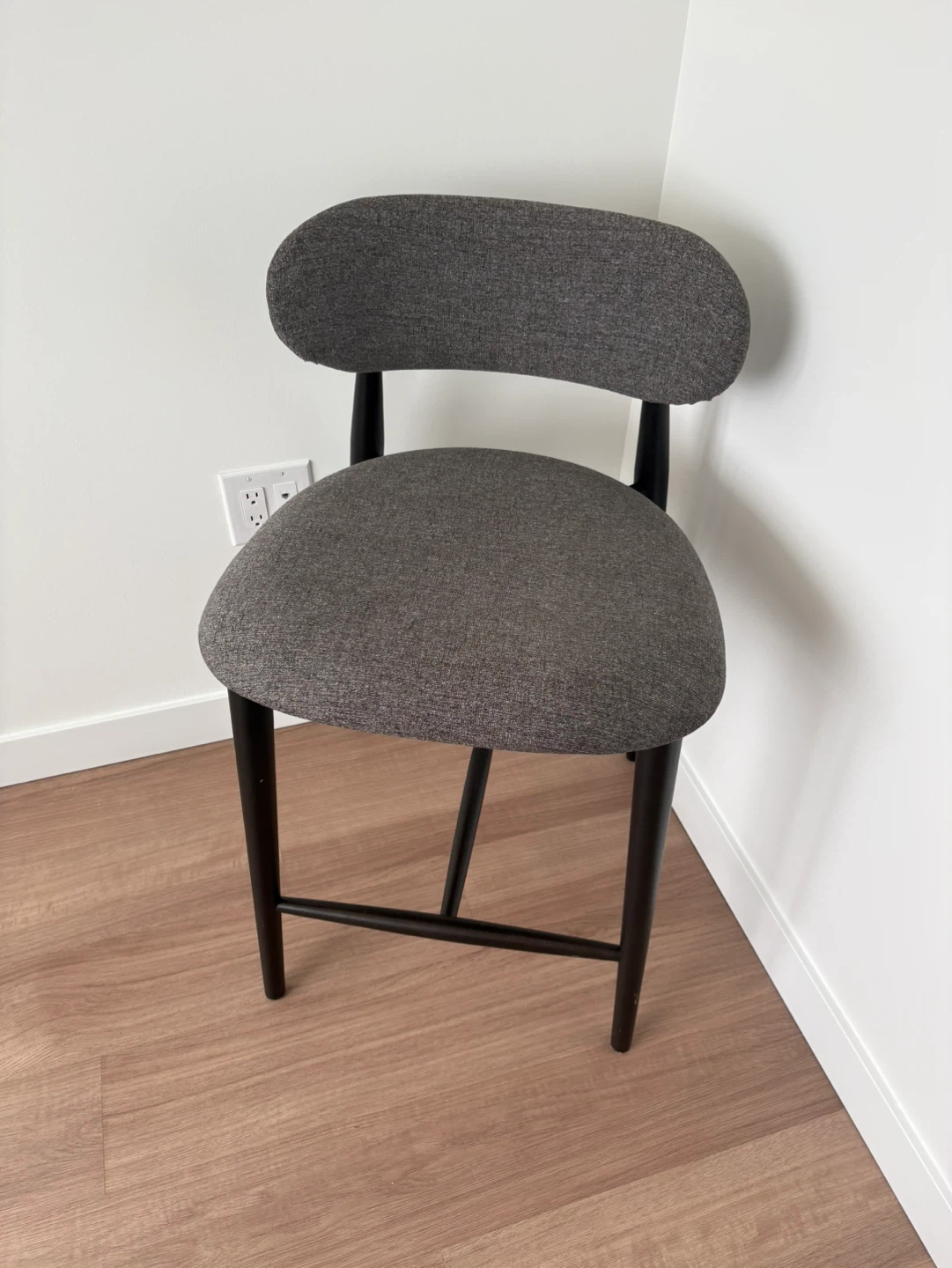 Grey Fabric Bar Stool with Black Legs - photo 2