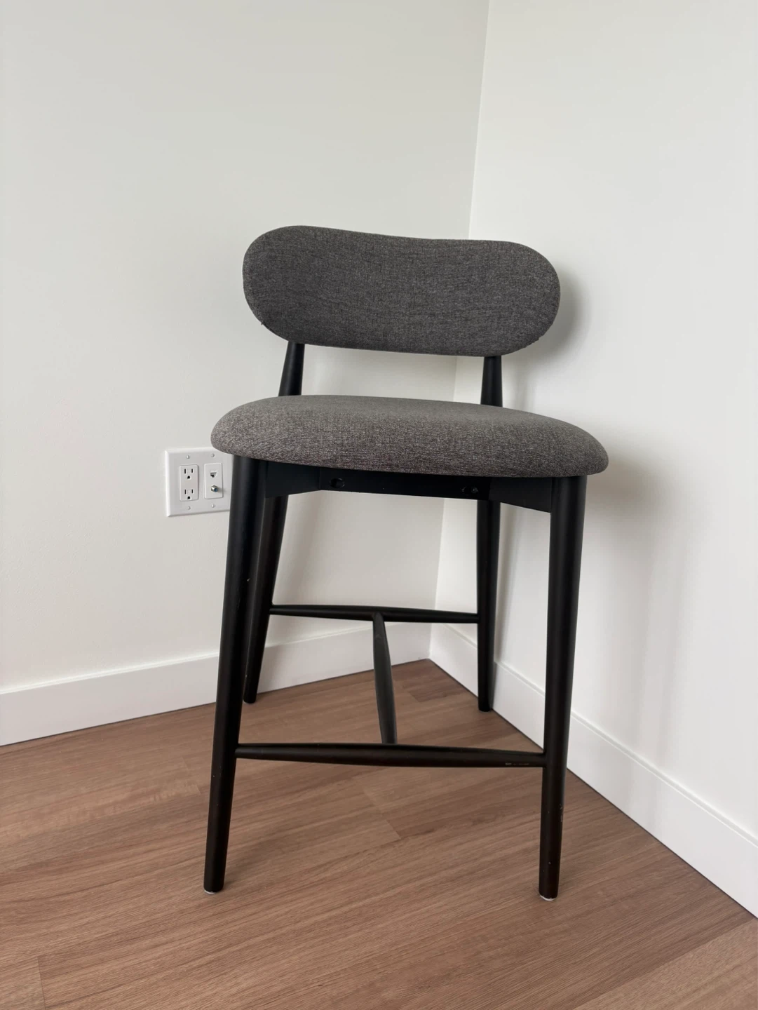 Grey Fabric Bar Stool with Black Legs - photo 3
